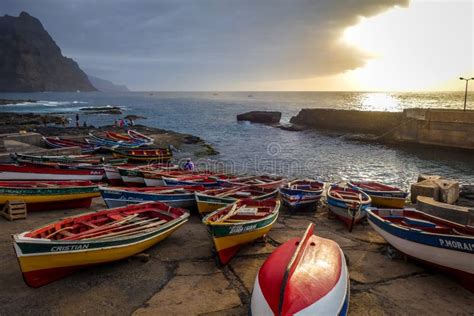 Ponta Do Sol Harbor at Sunset, Santo Antao Island, Cape Verde Editorial ...