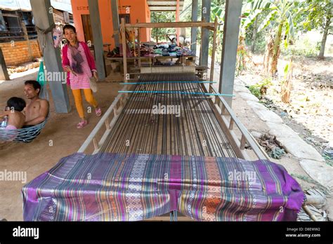 Weaving Loom On Silk Island Koh Dach In Phnom Penh Cambodia Stock