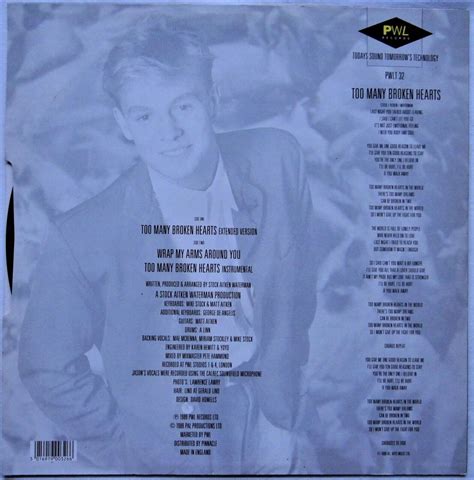 Ex Jason Donovan ‎ Too Many Broken Hearts 12 Vinyl Single 1989 Synth