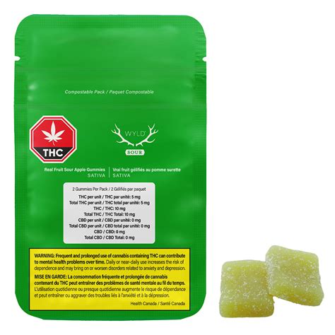 Bzam Ltd Medical Cannabis Wyld Real Fruit Sour Apple Gummies Edibles