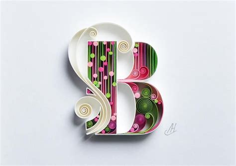 B Quilling Wall Paper Art Letter B Custom Letter Paper Art Monogram Personalized T