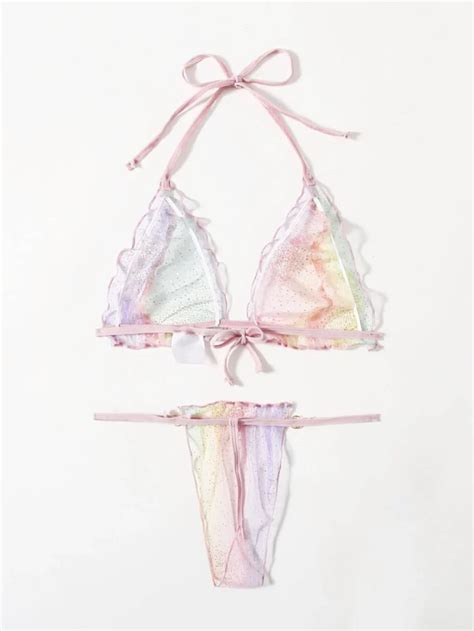 Ensemble de lingerie dégradé en tulle transparent Botyka