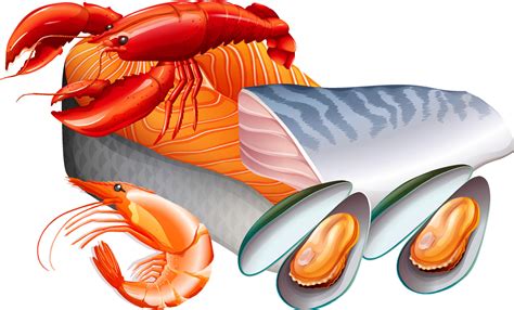 Seafood Cartoon Set On White Background 7204543 Vector Art At Vecteezy