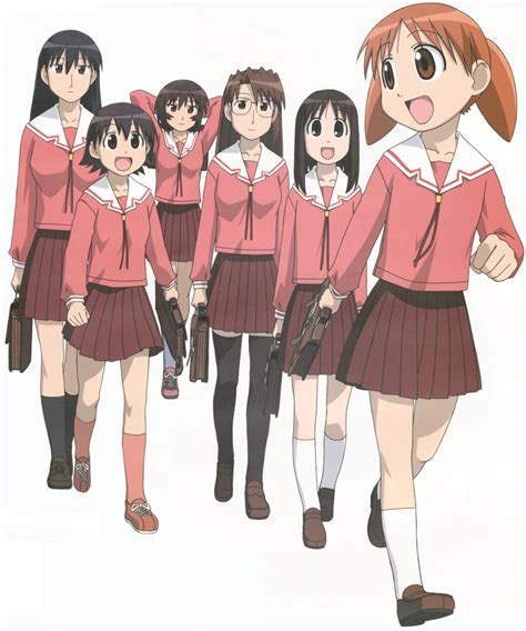 Safebooru 6 Girls Azumanga Daioh Bag Black Hair Brown Eyes Brown Hair