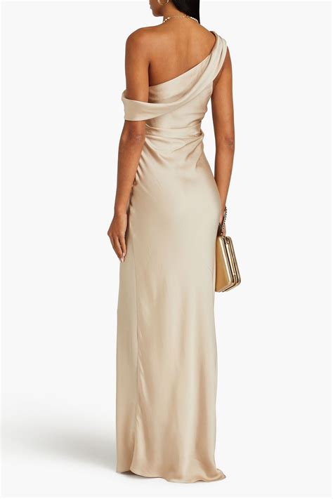 Simkhai Sahar One Shoulder Ruched Satin Crepe Gown The Outnet