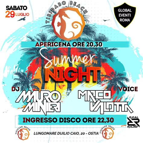 Tibidabo Beach Ostia Sabato Luglio Cena Discoteca