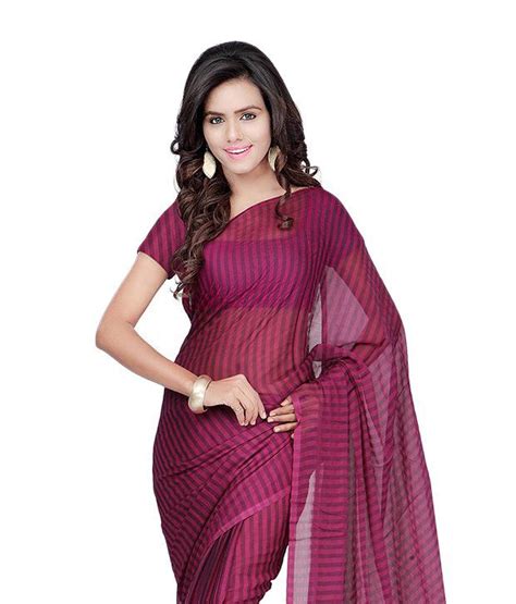 Fabdeal Purple Semi Chiffon Saree Buy Fabdeal Purple Semi Chiffon