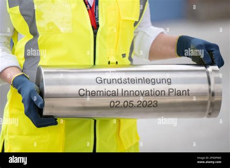 Ingelheim Germany 02nd May 2023 A Woman Holds A Time Capsule During