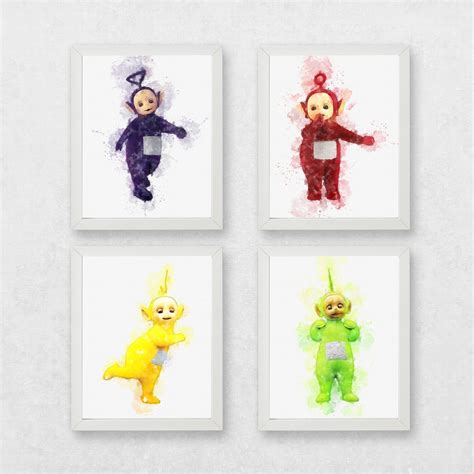 Teletubbies Set Of 4 Watercolour Print Teletubbies Poster Teletubbies Wall Art Watercolour