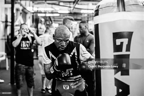 Floyd Mayweather trains at his gym on July 26 in Las Vegas, Nevada ...