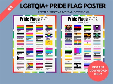 Lgbtqia Pride Flags Poster Pride Flags 1 And 2 Lgbtq Flag Etsy