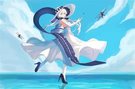 Safebooru 1girl Aircraft Airplane Azur Lane Backless Dress Backless Outfit Bare Shoulders