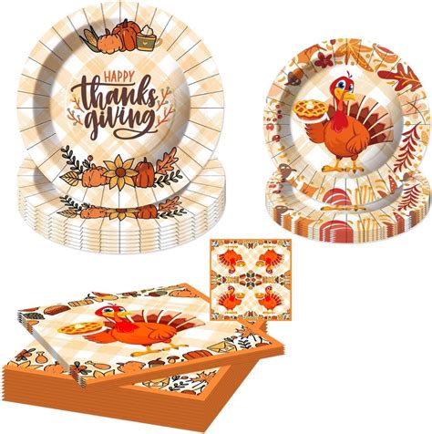 Amazon OBRVE 48PCS Thanksgiving Paper Plates Includes 16 9