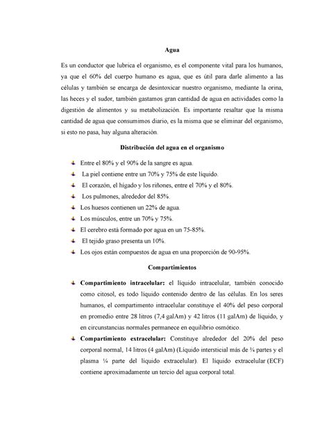 Agua Seminario Histofisiolog A Agua Es Un Conductor Que Lubrica El