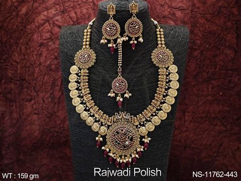 Designer Rajwadi Polish Fancy Style Laxmi Desing Coin Temple Jewellery