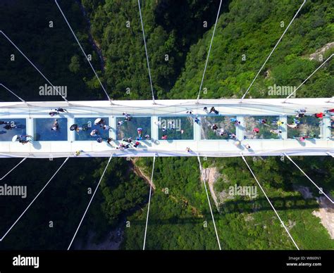 Aerial view of the world's longest and highest glass-bottomed bridge ...