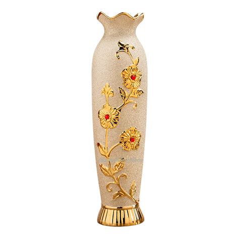 Baroque Big Floor Vase Gilded Flower Holder Porcelain Resin Ceramic