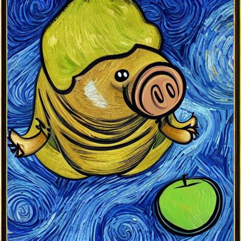 Stabilityai Stable Diffusion Pig Eats Apples 4k Vincent Willem Van Gogh