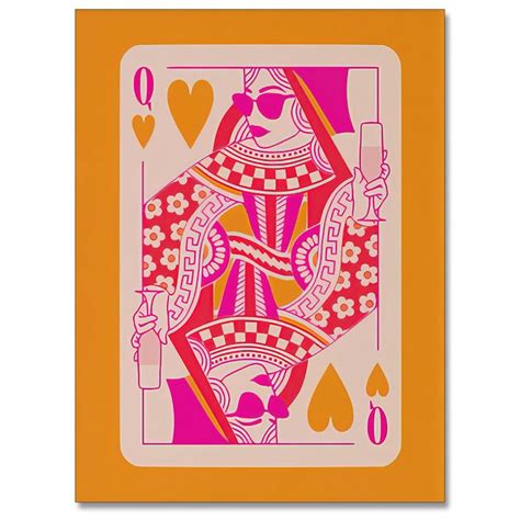 Osdfem Modern Pink And Orange Queen Of Hearts Lucky You Poster Funny