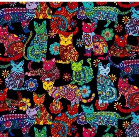 Colour Me Cats Multi Cotton Fabric By Timeless Treasures Fabric