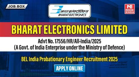 BEL India Probationary Engineer Recruitment 2025 Apply Online