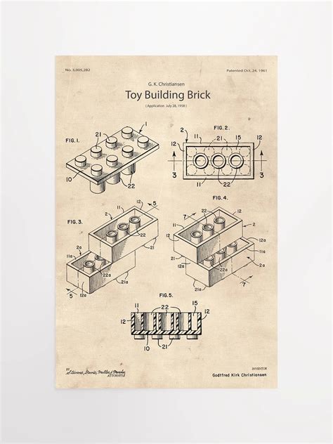 Lego Brick Patent Poster Spitbrix