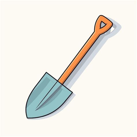 Premium Vector | A cartoon drawing of a shovel with a wooden handle.