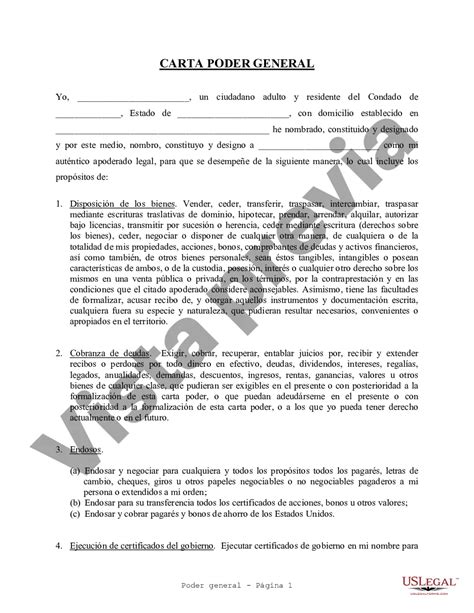 Carta Poder General Poder General Us Legal Forms