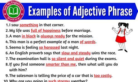 adjective phrase  examples  adjectival phrases