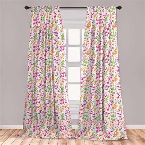 Music Curtains 2 Panels Set, Inspirational Sound Vibes Theme Sonic ...