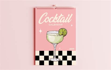 2023 Pink Cocktail Calendar 12 Month Hanging Calendar - Etsy