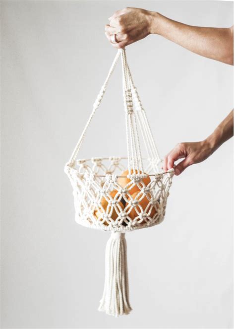 Macrame Fruit Basket Hanging Etsy Hanging Fruit Baskets Macrame