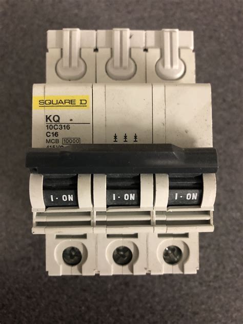 Square D MCB 16 Triple Pole 3 Phase Breaker Type C 16a KQ10C316 For