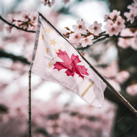 Premium Photo | A flag with a maple leaf on it