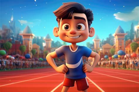 Premium AI Image | Funny athlete cartoon character with a nice ...