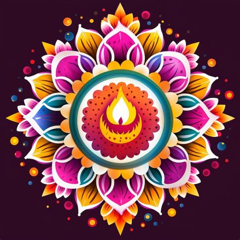 Premium AI Image Diya Colorful Rangoli Diwali Festivals In India