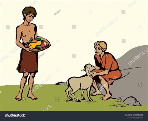 Cain And Abel Vector Drawing Royalty Free Stock Vector 2488152381