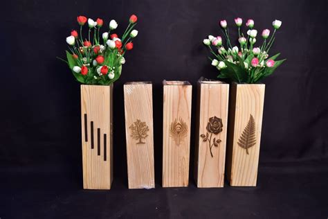 Brown Wooden Pine Wood Flower Vase 15 For Decoration At Rs 215piece