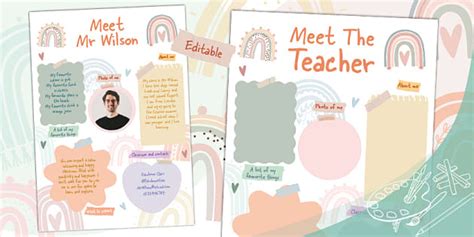 Meet The Teacher Muted Rainbow Themed Poster Twinkl