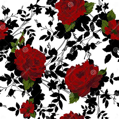 Seamless Floral Pattern With Red Roses Stock Illustration