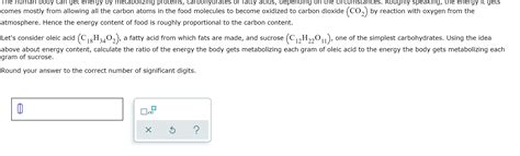 Solved The human body can get energy by metabolizing | Chegg.com