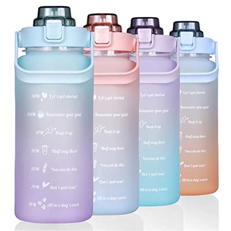 Large Half Gallon Oz Motivational Water Bottle With Straw Time