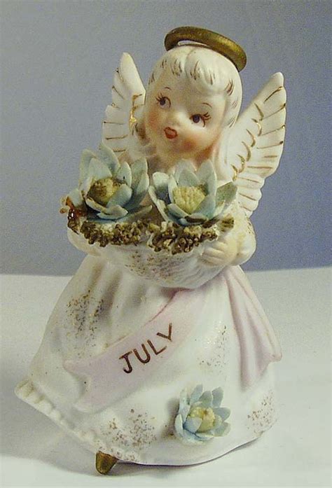 4 LEFTON JULY Birthday ANGEL Porcelain Figurine Japan 3332