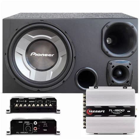 Caixa Trio Pioneer W Sub Cara Preta Completa Driver M Dulo Taramps