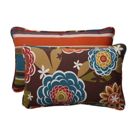 Pillow Perfect Floral Brown Rectangular Throw Pillow At