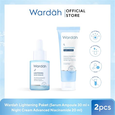 Jual Wardah Lightening Paket Serum Ampoule Ml Night Cream