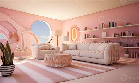 Modern Minimalist Pink House Interior Ai Generative 30602244 Stock