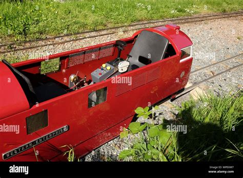 May 2018 - Small narrow gauge model railway diesel locomotives Stock Photo - Alamy