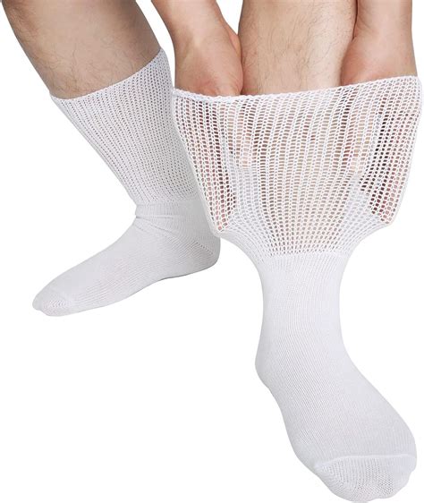 Mens Non Elastic Socks Diabetic Swollen Ankles Loose Soft Top Pairs