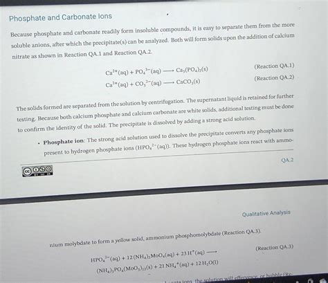 Solved Report Table Qa 1 Phosphate Ion Test Results 2pts